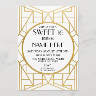 Art Deco Geburtstag, Sweet 16 Gatsby Party der 192 Einladung