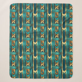 Art Deco Geometric Arrows, Gold and Turquoise Sherpadecke