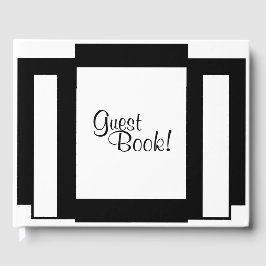 Art Deco Geometric Black and White Gästebuch