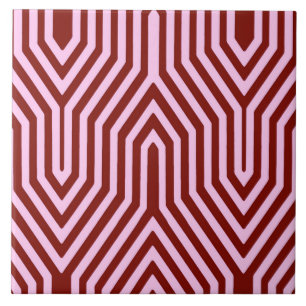 Art Deco Geometric - bordeauxrot und rosa Fliese