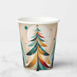 Art Deco Geometric Christmas Feathered Branches Pappbecher