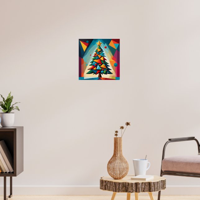 Art Deco Geometric Christmas Tree Multiple Triangl Poster (Wohnzimmer 3)