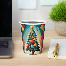 Art Deco Geometric Christmas Tree Triangle Heaven Pappbecher