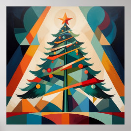 Art Deco Geometric Christmas Tree Triangle Poster