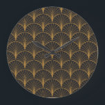 Art Deco Geometric Circles-Muster Große Wanduhr<br><div class="desc">Vintages Art Deco Nahtloses Muster. Geometrisch dekorativ mit Kreisstruktur. Hintergrund rückgängig machen. Geometrische Art Deco,  eine Touch der Geschichte. Art-Deco-Kreise bringen eine Touch von Retro. Deko,  Muster,  Hintergrund,  Lüfter,  Illustration,  Blumenmuster,  Nouveau,  Chinesisch,  nahtlos,  Stoff,  Dekoration,  Retro,  Palm,  Muschel,  Linie,  modern,  geometrisch,  Kreis,  Textur,  Blume</div>