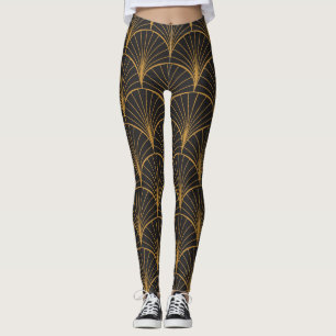 Art Deco Geometric Circles-Muster Leggings