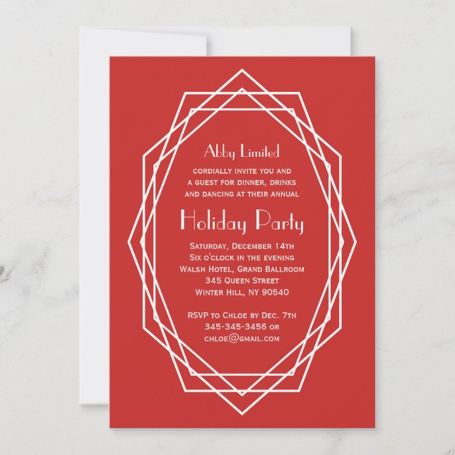 Art Deco Geometric Corporate Holiday Party Einladung (Vorderseite)