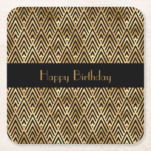 Art Deco Geometric Customizable Rechteckiger Pappuntersetzer (Vorderseite)