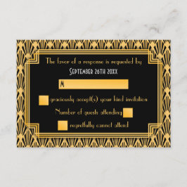 Art Deco Geometric Diamond Muster Wedding RSVP Karte