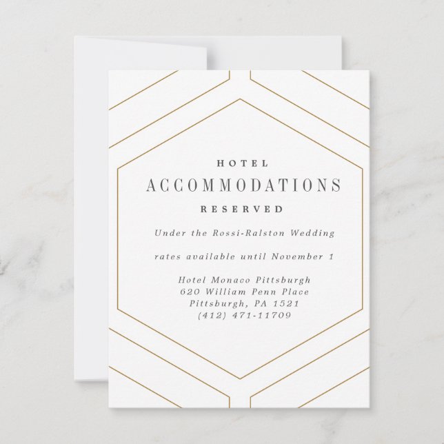Art Deco Geometric Diamond Wedding Details Card Einladung (Vorderseite)