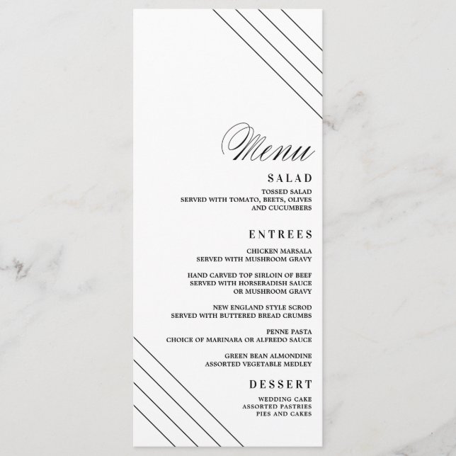 Art Deco Geometric Diamond Wedding Menu Card Menükarte (Vorderseite)
