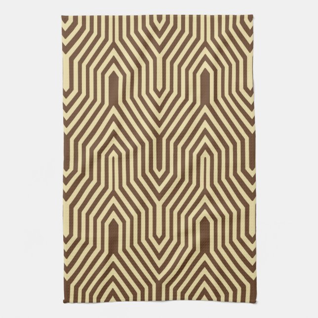 Art Deco Geometric - dunkelbraun und braun Küchentuch (Vertikal)