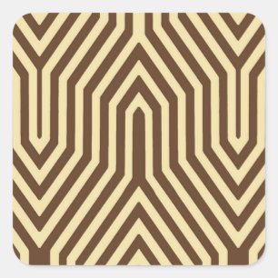 Art Deco Geometric - dunkelbraun und braun Quadratischer Aufkleber