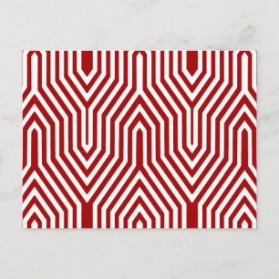 Art Deco Geometric - dunkelrot und weiß Postkarte