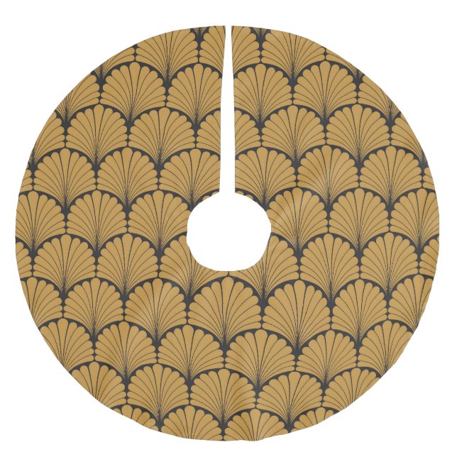 Art Deco Geometric Floral Textur Polyester Weihnachtsbaumdecke (Vorderseite)