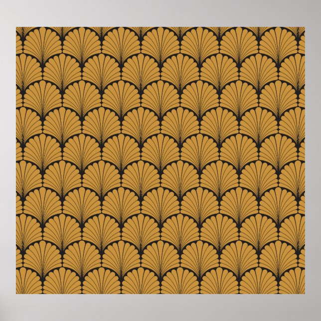 Art Deco Geometric Floral Textur Poster (Vorne)