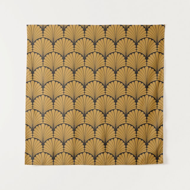 Art Deco Geometric Floral Textur Wandteppich (Vorderseite)