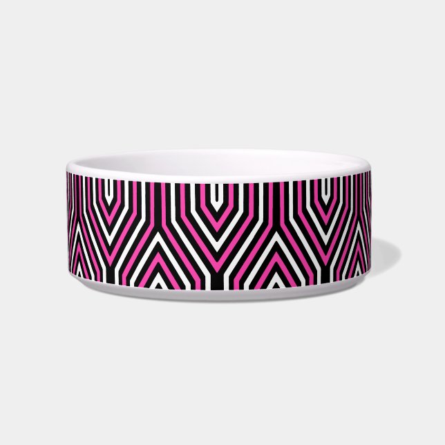 Art Deco Geometric - Fuchsia rosa, schwarz und wei Napf (Links)