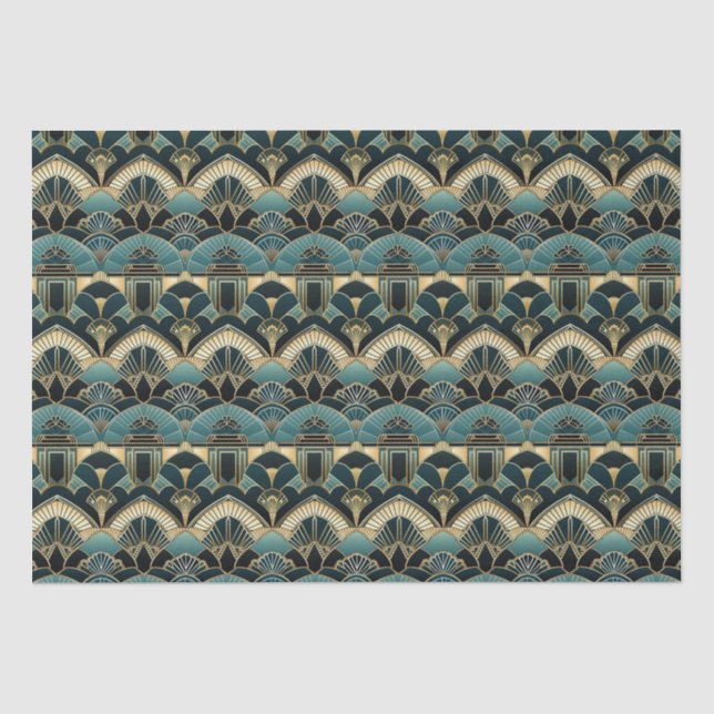 Art Deco Geometric Gemustert Thin Seidenpapier (Vorderseite)