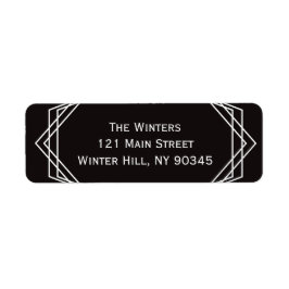 Art Deco Geometric Holiday Address Label Schwarz