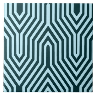 Art Deco Geometric - Indigo und Eisblau Fliese