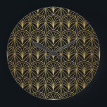 Art Deco Geometric Minimalistisches Muster Große Wanduhr<br><div class="desc">Nahtlose Art Deco Muster. Vintager geometrischer minimalistischer Hintergrund. Abstrakte Luxus Illustration. Art Deco Eleganz in jeder Ecke. Geometrischer Minimalismus fügt eine Touch von Luxus hinzu. Treten Sie ein in den Reiz der Art-Déco-Eleganz mit einem geometrischen Muster, das Vintagen Charme mit minimalistischer Ästhetik verbindet. Hintergrund, Muster, abstrakte, Illustration, Textur, Dekoration, Mode,...</div>