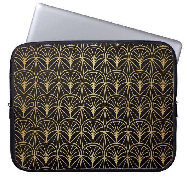 Art Deco Geometric Minimalistisches Muster Laptopschutzhülle (Vorderseite)