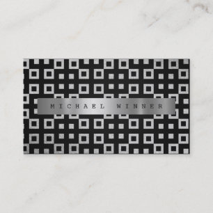 Art Deco Geometric Ornament Vip Silver Grau Foil Visitenkarte