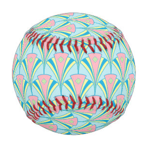 Art Deco Geometric Pastel Fan Design Baseball