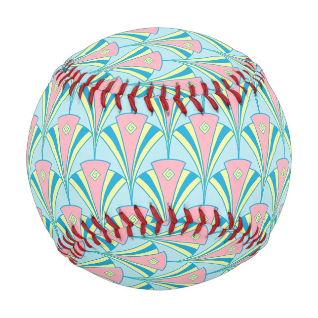 Art Deco Geometric Pastel Fan Design Baseball (Rückseite)