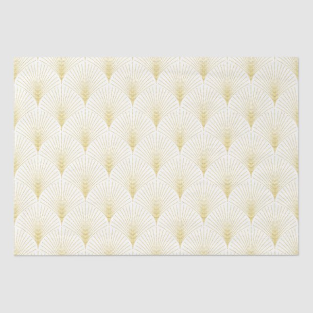 Art Deco Geometric Pattern In Gold & White Seidenpapier (Vorderseite)