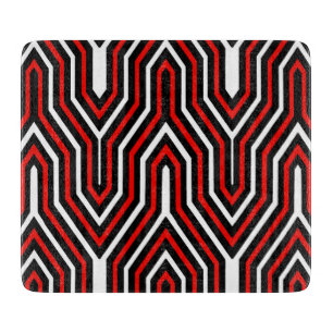 Art Deco Geometric - rot, schwarz und weiß Schneidebrett