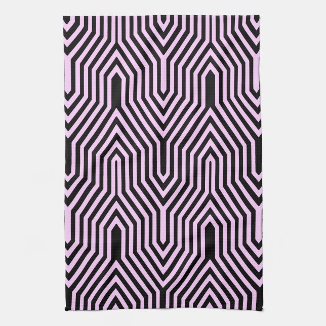 Art Deco Geometric - Schwarz und Rosa Handtuch (Vertikal)