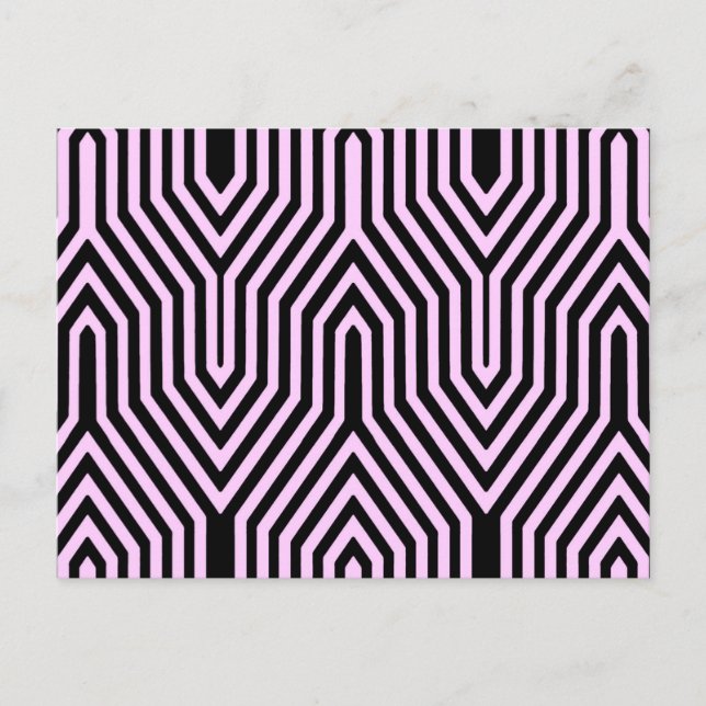 Art Deco Geometric - Schwarz und Rosa Postkarte (Vorderseite)