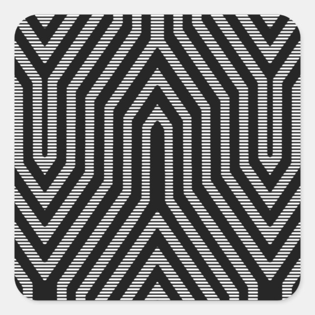 Art Deco Geometric - Schwarzweiß Quadratischer Aufkleber (Vorderseite)