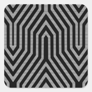 Art Deco Geometric - Schwarzweiß Quadratischer Aufkleber