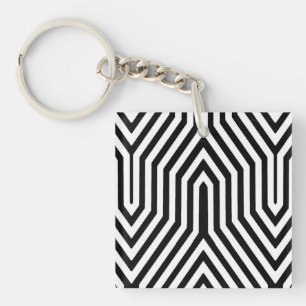 Art Deco Geometric - Schwarzweiß Schlüsselanhänger
