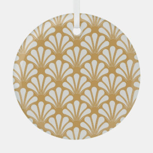 Art Deco Geometric Sea Muschel Ornament Aus Glas