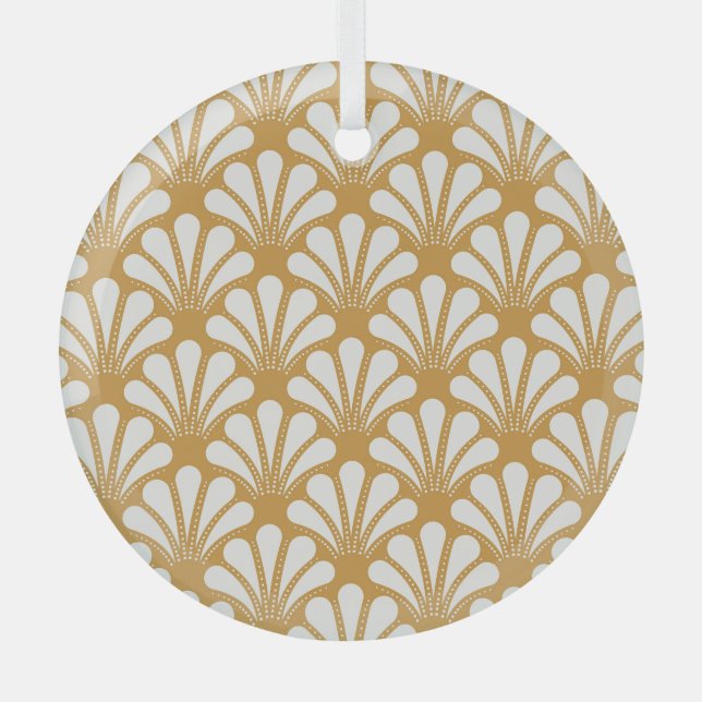 Art Deco Geometric Sea Muschel Ornament Aus Glas (Vorderseite)