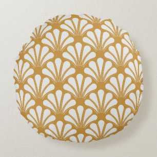 Art Deco Geometric Sea Muschel Rundes Kissen