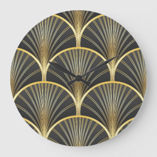 Art Deco Geometric Texture Illustration Große Wanduhr