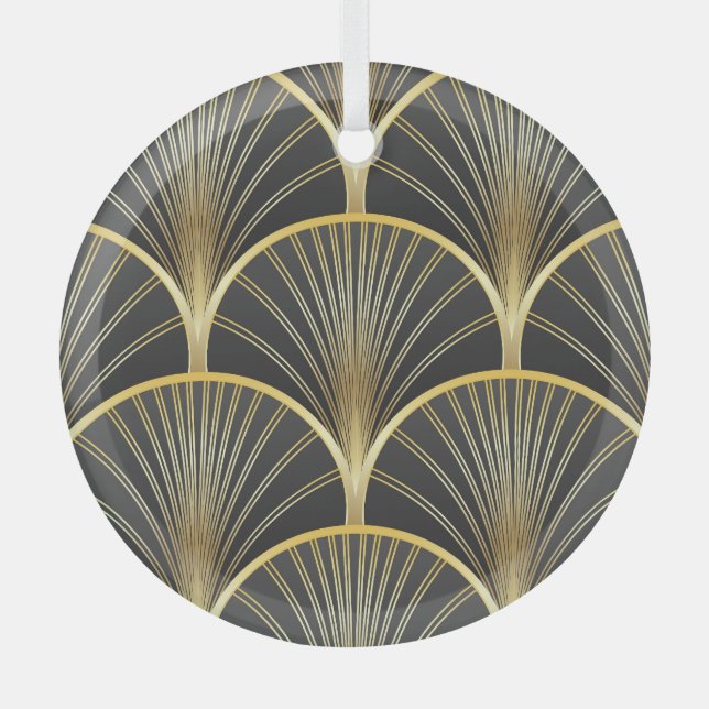 Art Deco Geometric Texture Illustration Ornament Aus Glas (Vorderseite)