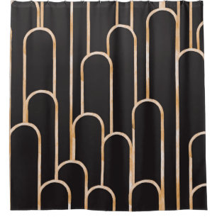 Art-Deco-Geometrie: goldenes Aquarellpapier Duschvorhang