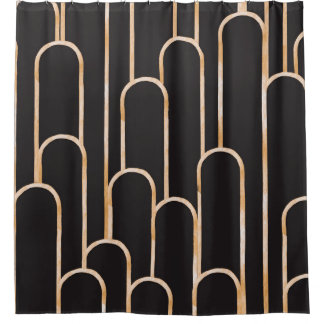 Art-Deco-Geometrie: goldenes Aquarellpapier Duschvorhang