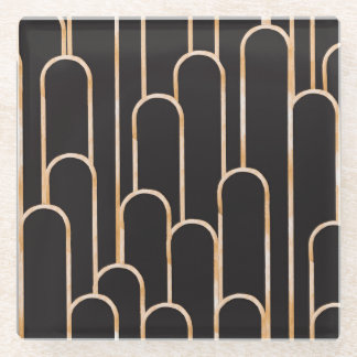 Art-Deco-Geometrie: goldenes Aquarellpapier Glasuntersetzer