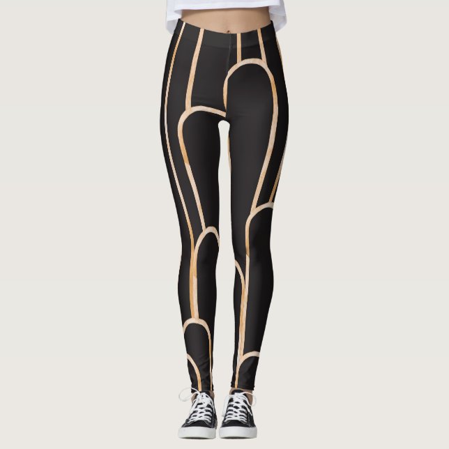 Art-Deco-Geometrie: goldenes Aquarellpapier Leggings (Vorderseite)