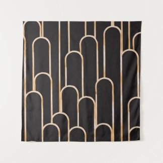 Art-Deco-Geometrie: goldenes Aquarellpapier Wandteppich