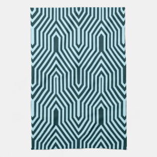 Art Deco Geometrie - Indigo und Eisblau Küchentuch