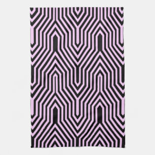 Art Deco Geometrie - schwarz und rosa Handtuch