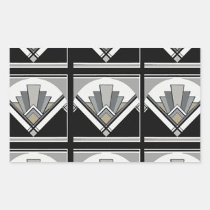 Art Deco geometrisch Rechteckiger Aufkleber